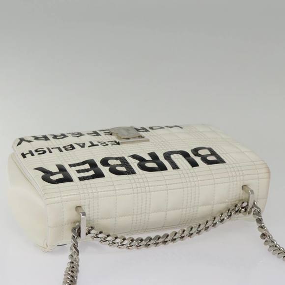 BURBERRY Roller Chain Shoulder Bag Patent leather White Silver Auth bs18894 - Picture 6 of 16